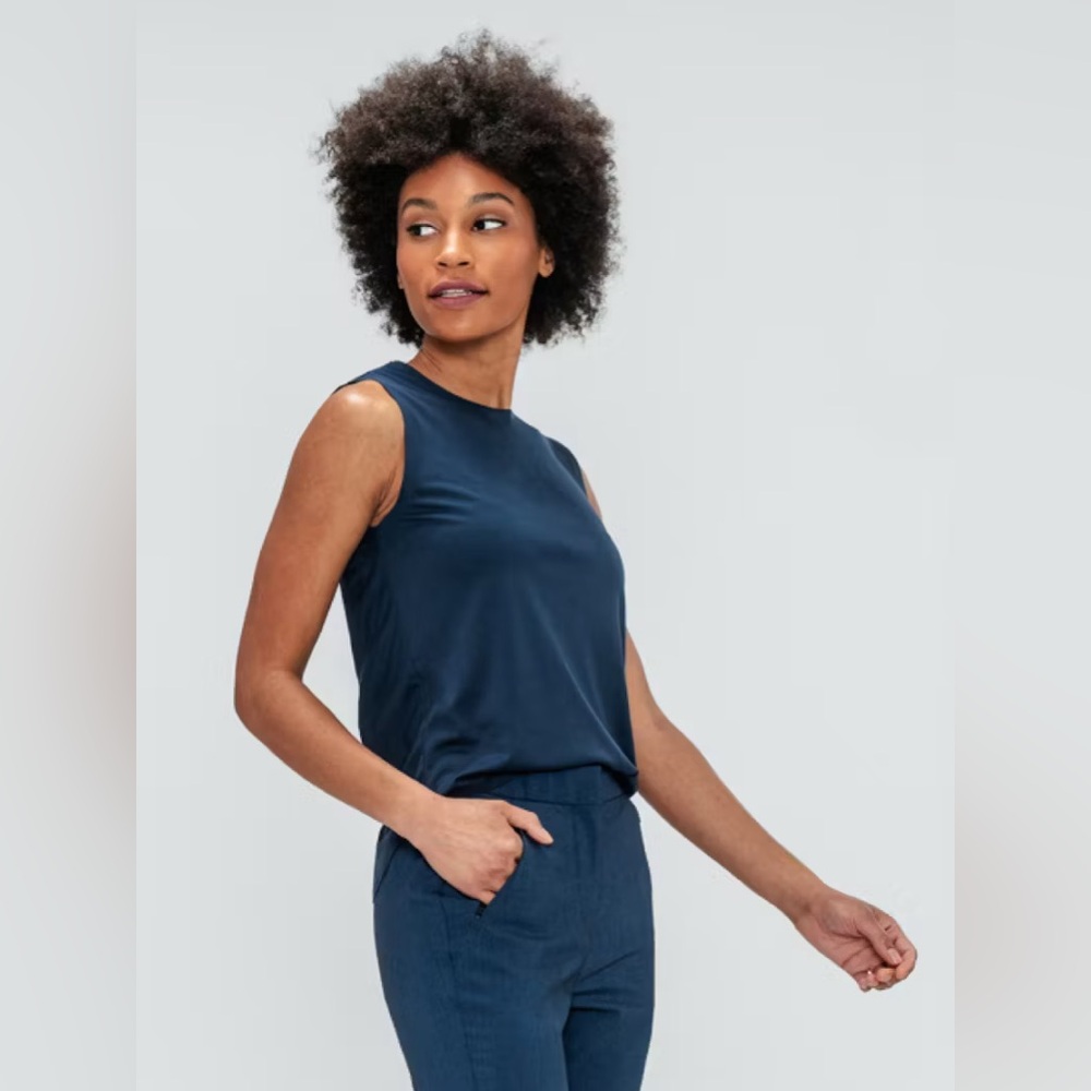 Ministry Of Supply  Luxe Touch Tank Sz XXS Navy